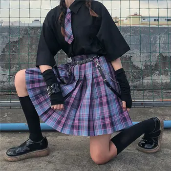 Student Negru Seifuku Uniformă Școlară Fata Fusta Plisata Japoneze Uniforme Școlare Carouri Fusta Sexy JK Uniforme pentru Femei Set Complet