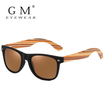 GM Clasic de Bambus, Lemn de ochelari de Soare de Brand Design Bărbați Femei Acoperire Oglinda Ochelari de Soare Moda ochelari de soare Retro Ochelari de soare UV400 Nuante 1