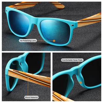 GM Clasic de Bambus, Lemn de ochelari de Soare de Brand Design Bărbați Femei Acoperire Oglinda Ochelari de Soare Moda ochelari de soare Retro Ochelari de soare UV400 Nuante 2