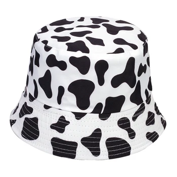 Moda vara bumbac pălărie găleată vacă de lapte cu Dungi de imprimare Pescar Pălării Hip Hop călătorie în aer liber panama capac de Soare sepci pentru barbati Femei 0