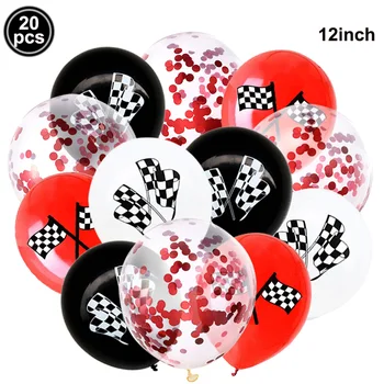 20buc Curse Masina de baloane latex Negru Și Alb Pavilion Baloane Pentru Copii Băiat Mașină de Petrecere Decoratiuni Carouri Cursa Baloon