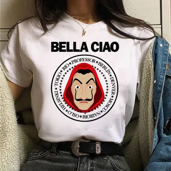 Layoug La Casa De Papel Femei Tricou de Bani Jaf de Imprimare Teuri Seriale TV Amuzant T Camasa Femei Maneca Casa de Hârtie Femeie T-Shirt