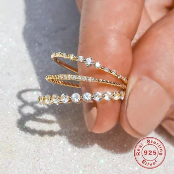 Boako Singur Rând de Diamante Incrustate Inel Argint 925 Multi-dimensiune Sălbatice Inel DRAGOSTE Diamant Bijuterii Cadou de Ziua de nastere Prietena Cadou