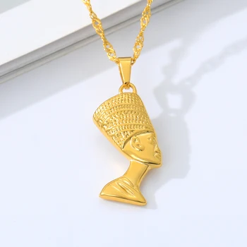 Nefertiti Pandantiv Coliere pentru Femei Reginei Egiptene Bărbați Bijuterii de Culoare de Aur en-Gros Bijuterii Colier African