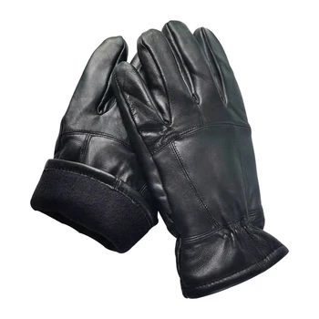 Unisex Real Oi Mănuși din Piele pentru Femei, Bărbați, 3 Straturi de Lână de Toamna Iarna din Piele Mănuși cu un deget Mănuși de Motociclete Thickenss